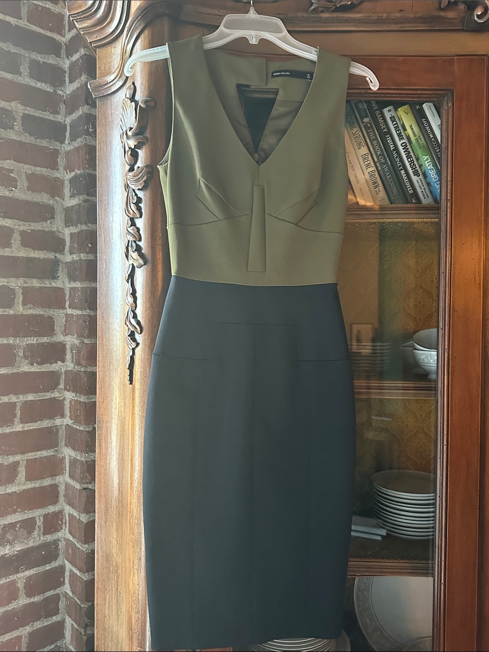 Karen Millen Blue and Black Sheath Midi Dress